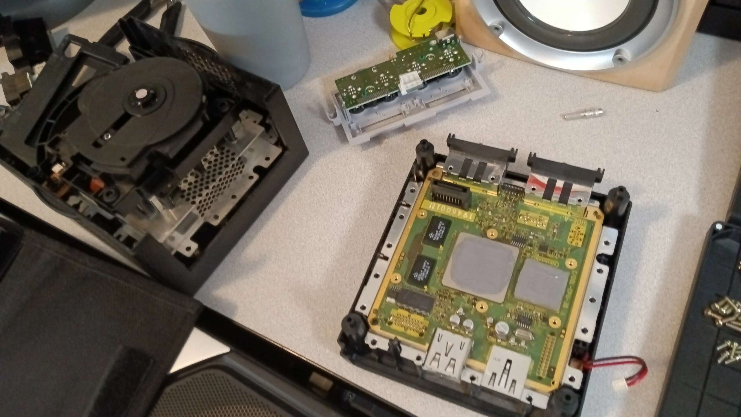 GameCube disassembled to the motherboard on my desk