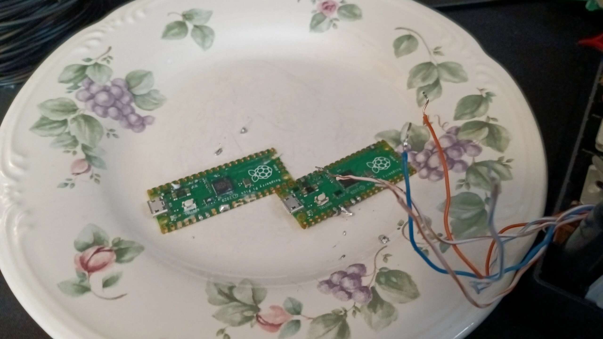 Two Picos on a porcelain plate (for safety)