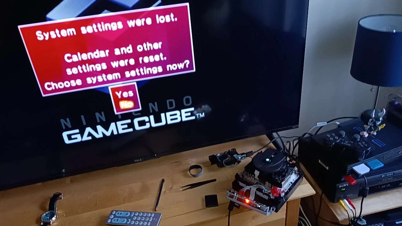 GameCube booted to stock interface... for now.
