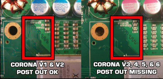 Aforementioned traces. Picture is from xbox360hub.com. The v1 and v2 boards have numerous traces that aren't on the v3 and above boards.
