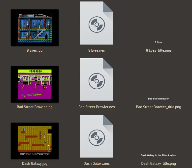 Screenshot of the KDE file explorer showing some examples of how the files are named and what they look like.